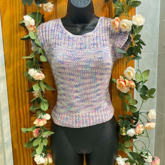 Forever 21-Multi-colored crocheted crop sweater - Picture 4 of 5